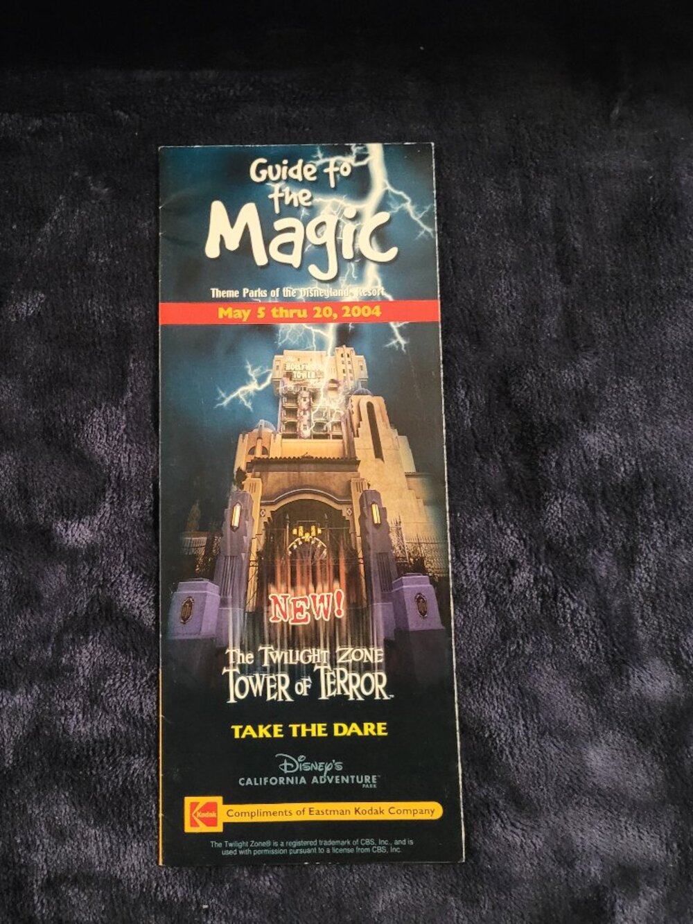 2004 Disney California Adventure Guide Map Twilight Zone Tower of Terror “Take t